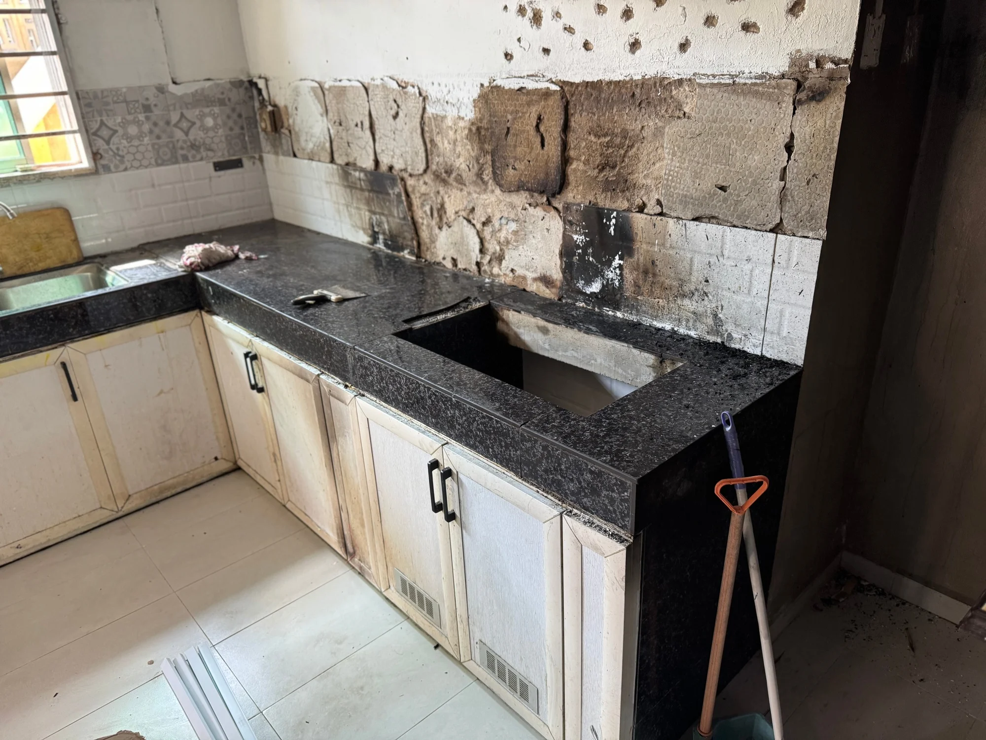 Fire damage restoration site